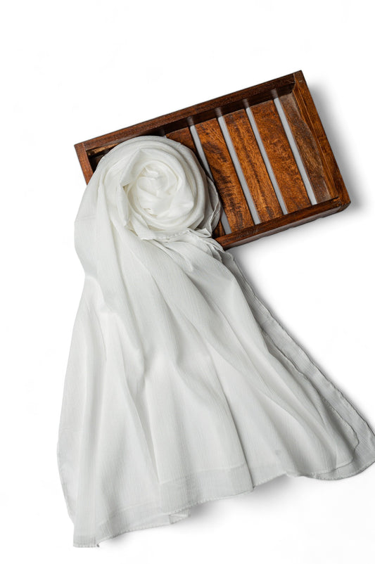Crinkle Chiffon Hijab White