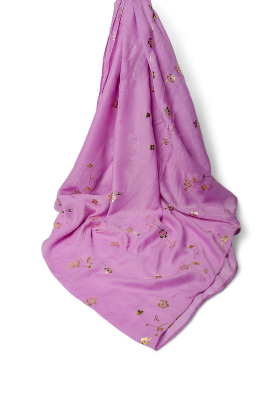 Golden Foil Lawn Hijab - Lavender
