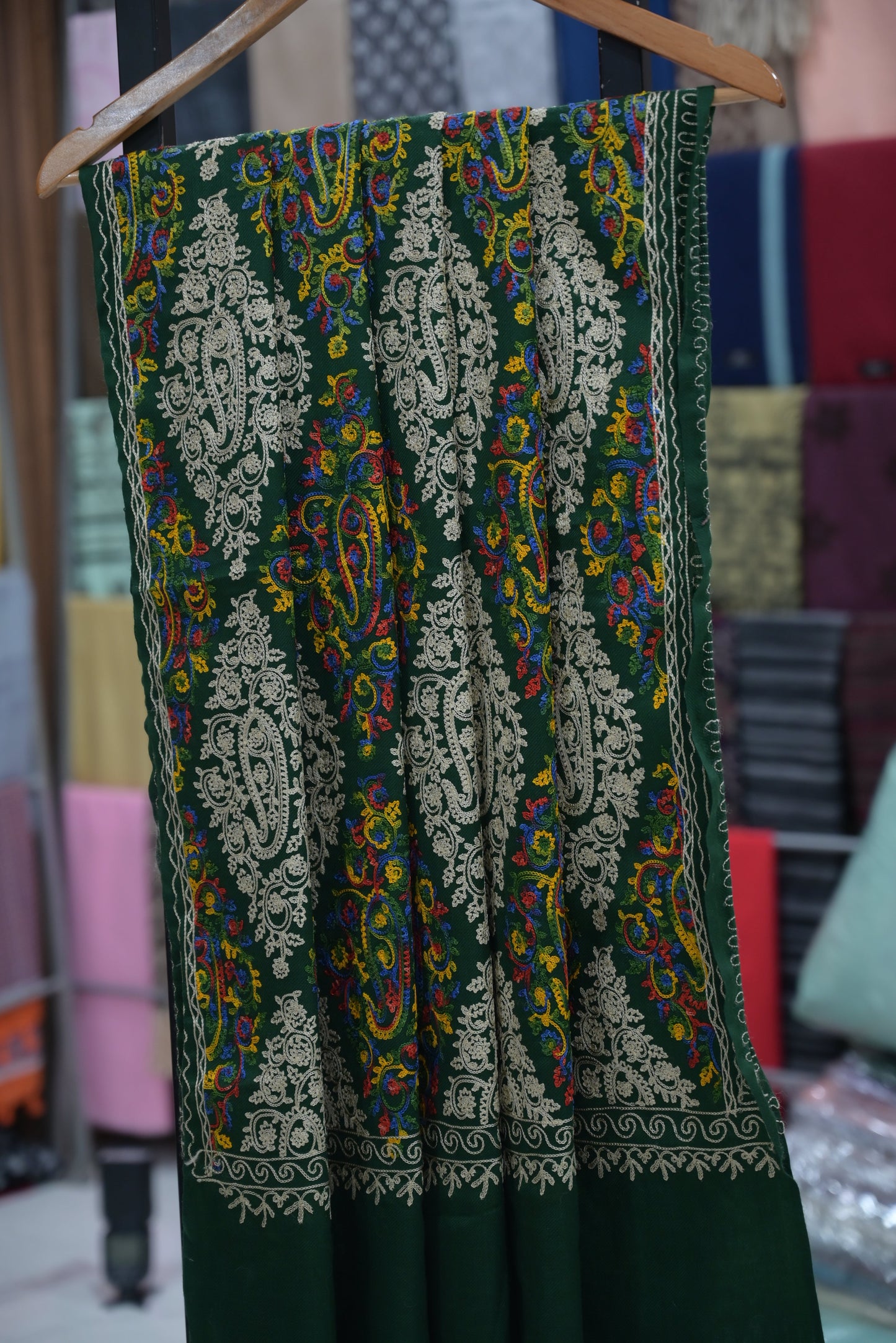 Embroidery Pashmina Shawl Green