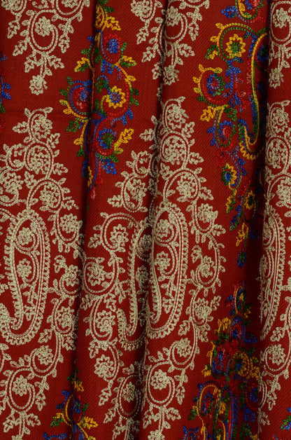 Embroidery Pashmina Shawl Brown Multi