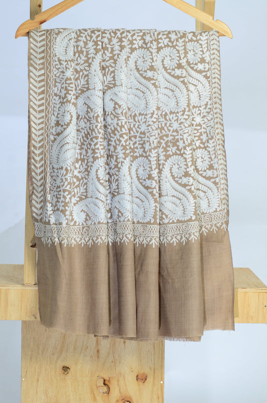 Embroidery Pashmina Shawl Fawn