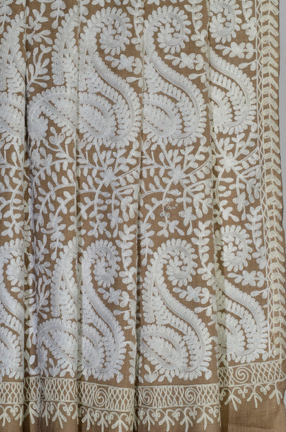 Embroidery Pashmina Shawl Fawn
