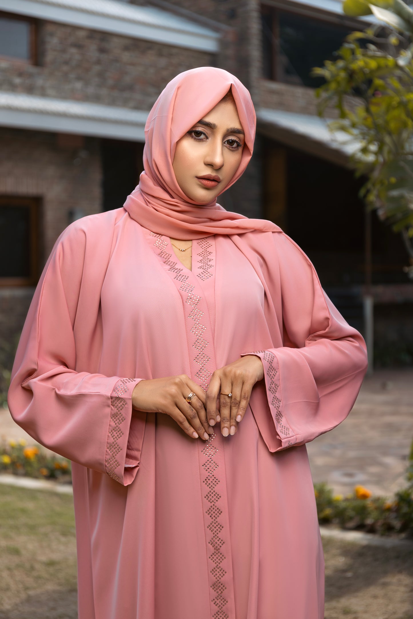 Pink Stone Abaya
