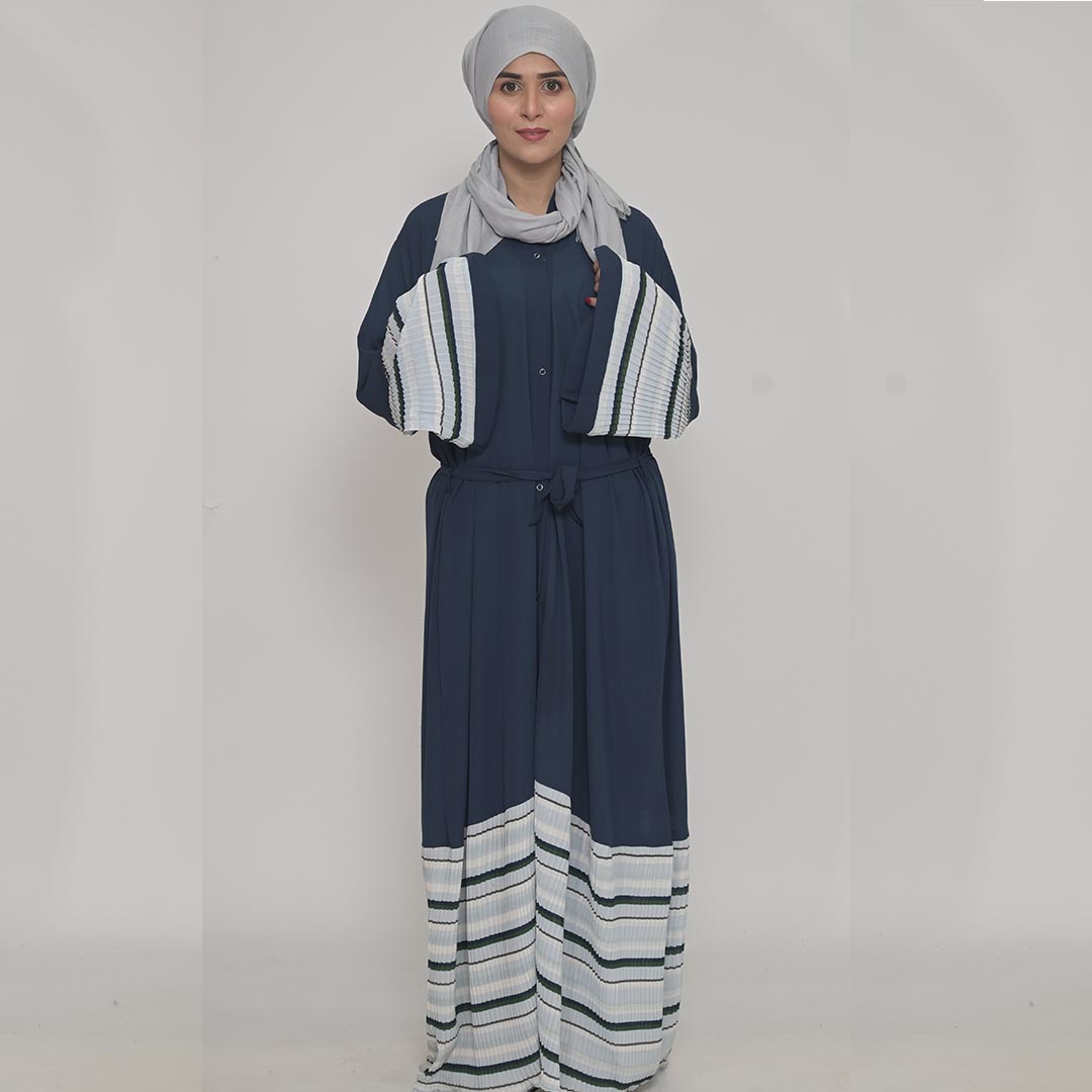 Casual Wear Dual Fabrics Georgette & Crash Printed Abaya
