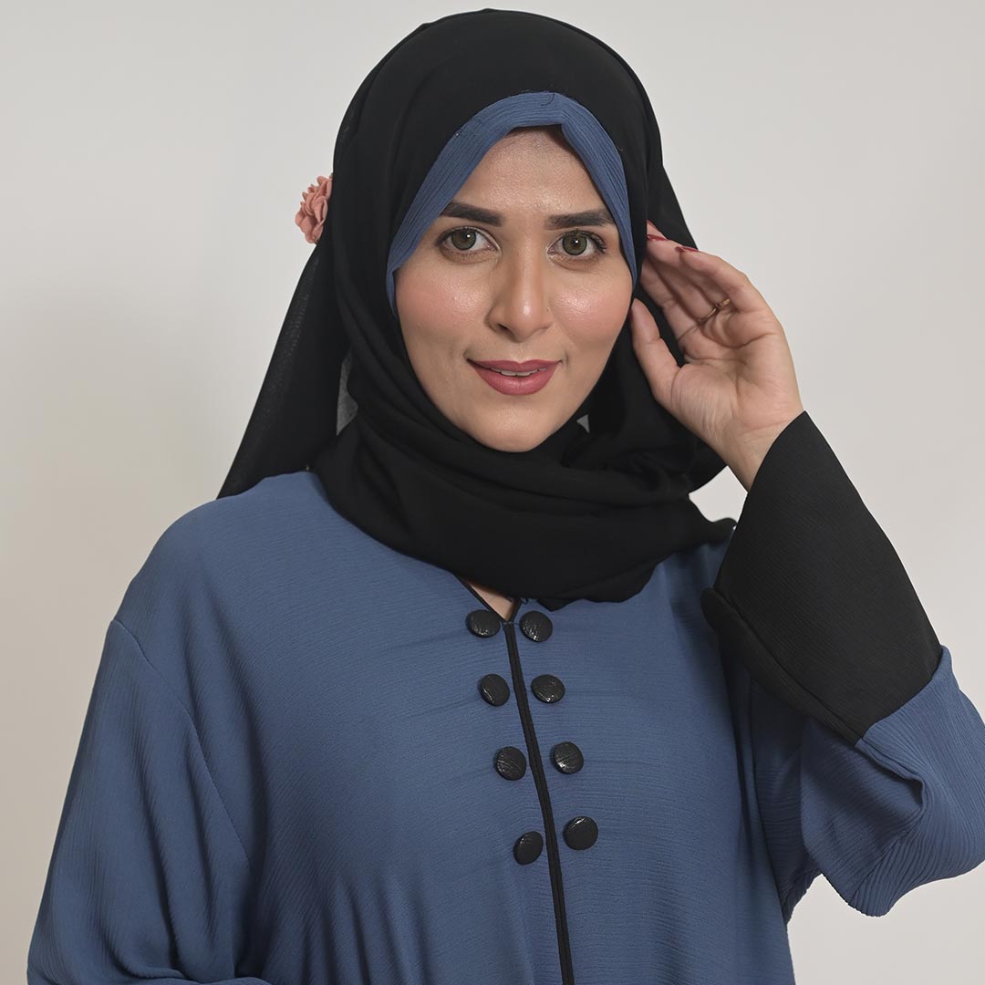 Dusk & Black Casual Abaya in Zoom Fabrics