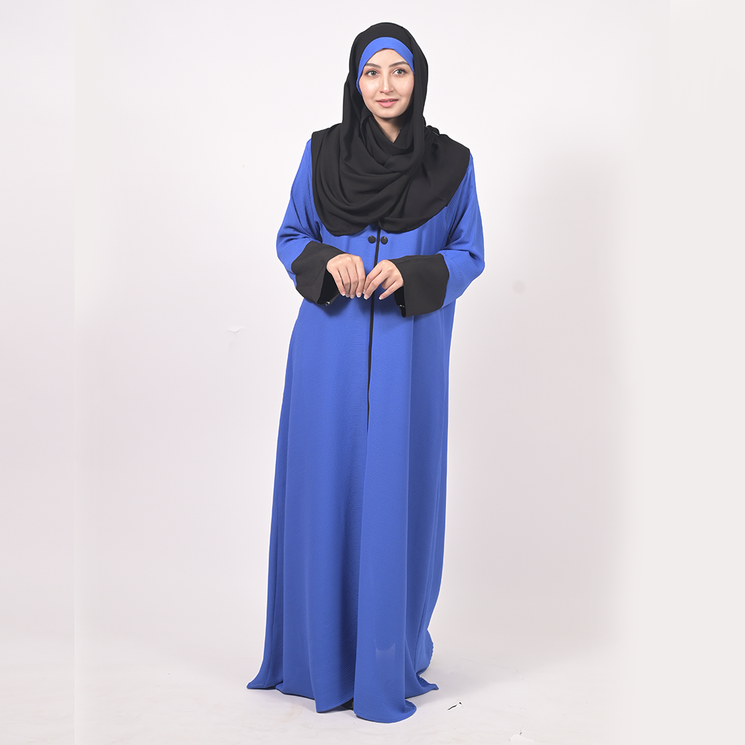 Blue & Black Casual Abaya in Zoom Fabrics