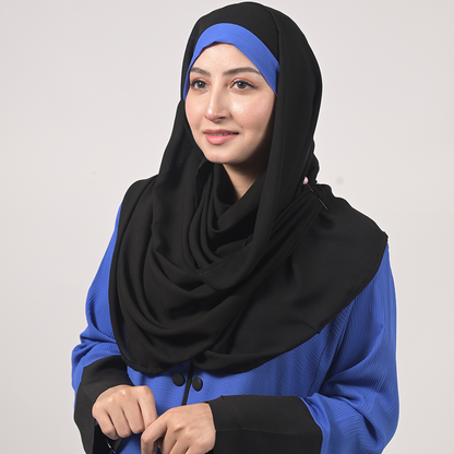 Blue & Black Casual Abaya in Zoom Fabrics