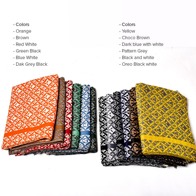 Premium Woolen MEDIUM Shawl with Match Color Strip