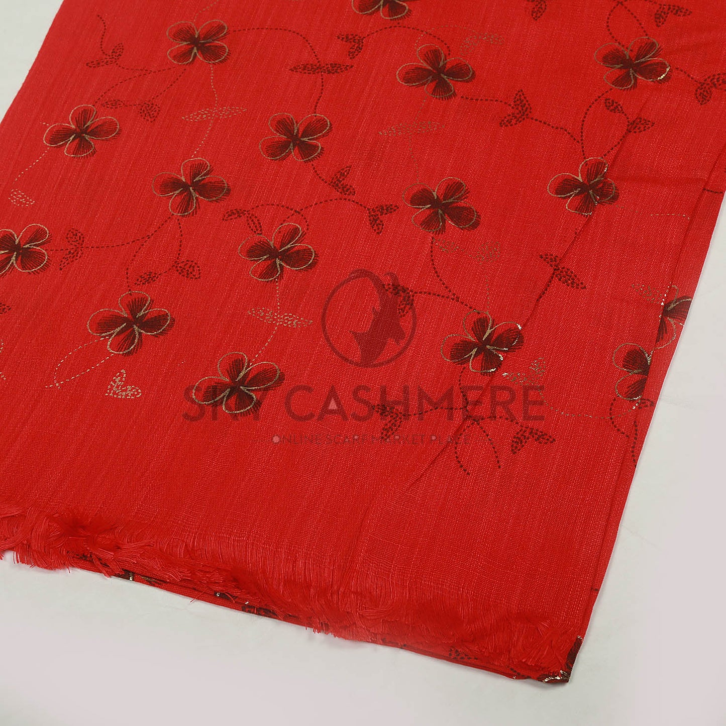 Turkish lawn scarf with blog print - Red