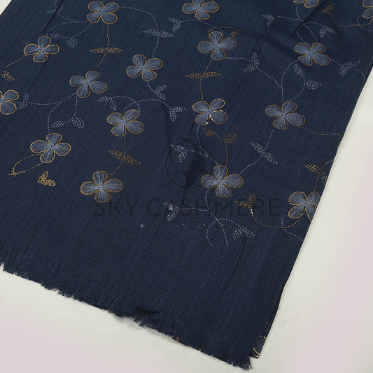 Turkish lawn scarf with blog print - Dark Slate Gray