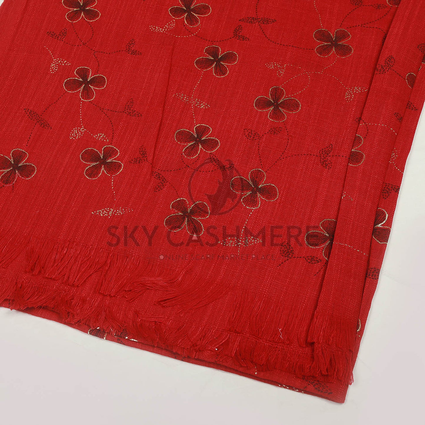 Turkish lawn hijab block print - Crimson