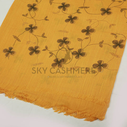 Turkish lawn scarf with blog print - Goldenrod