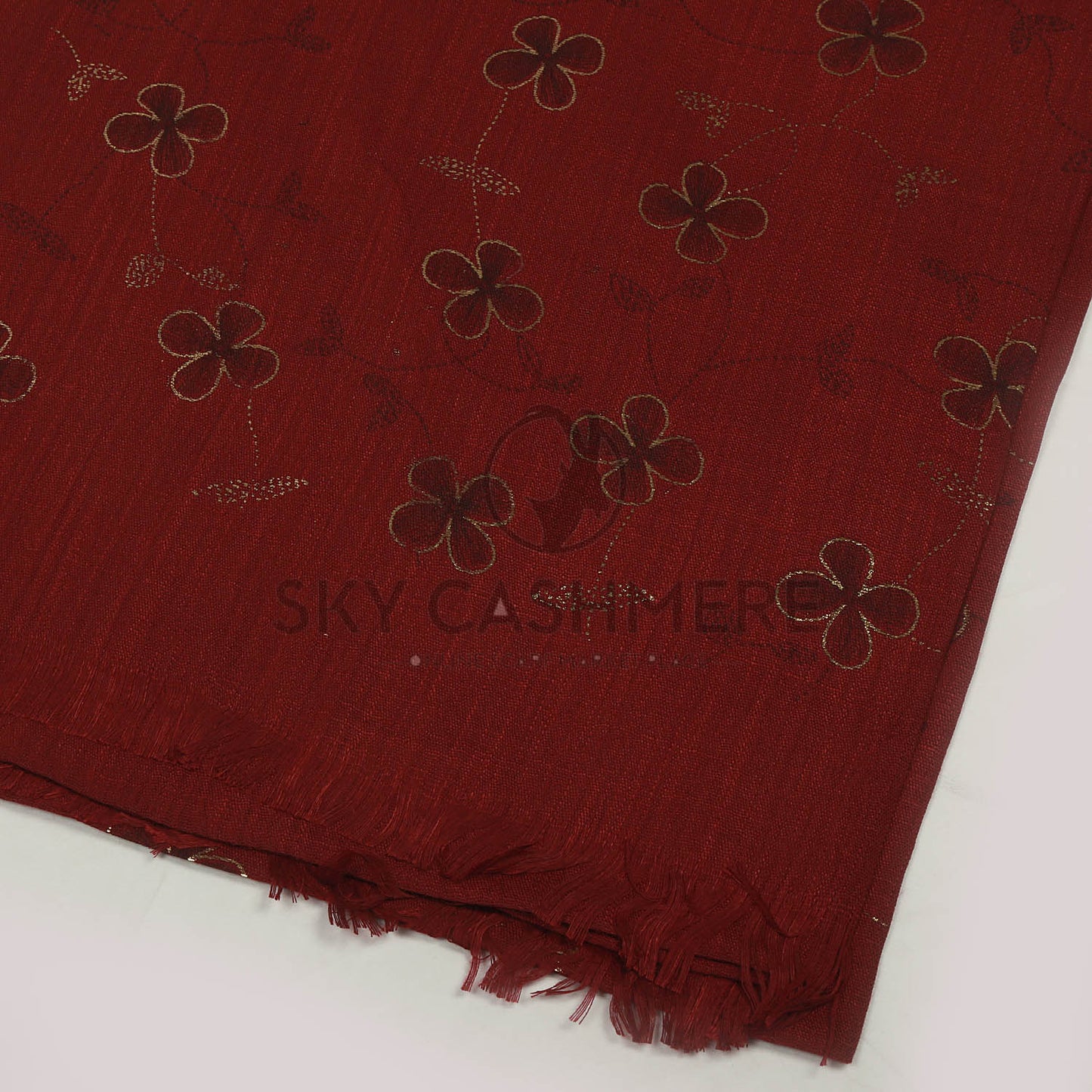 Turkish lawn scarf with blog print - Dark Burgundy