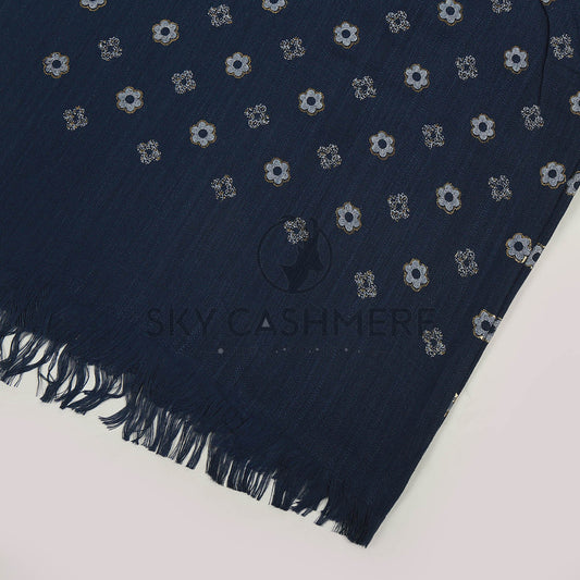 Turkish lawn scarf with blog print - Dark Bluish-Gray