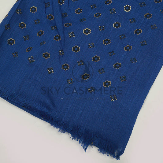 Turkish lawn scarf with blog print - dark blue