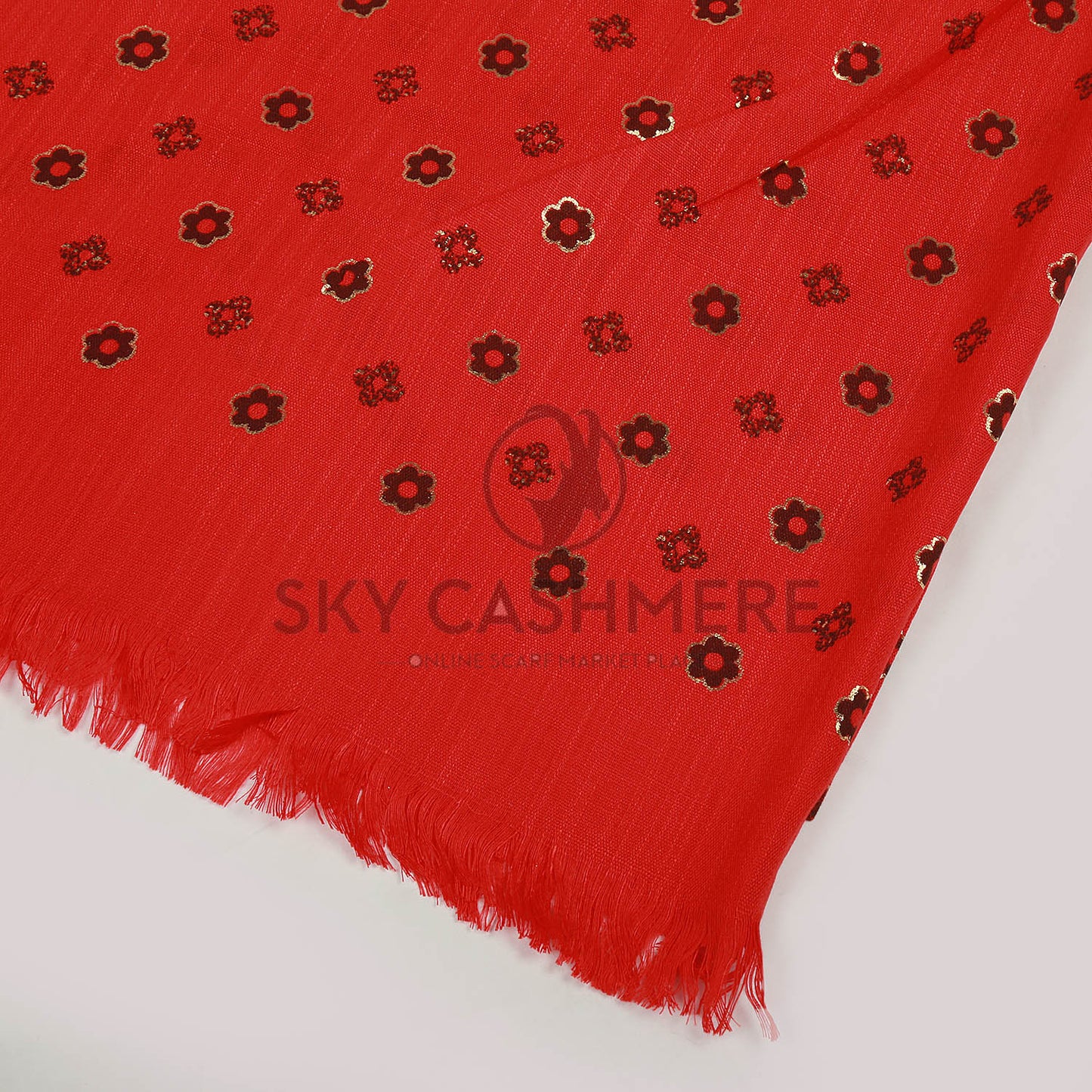 Turkish lawn scarf with blog print - Deep Red