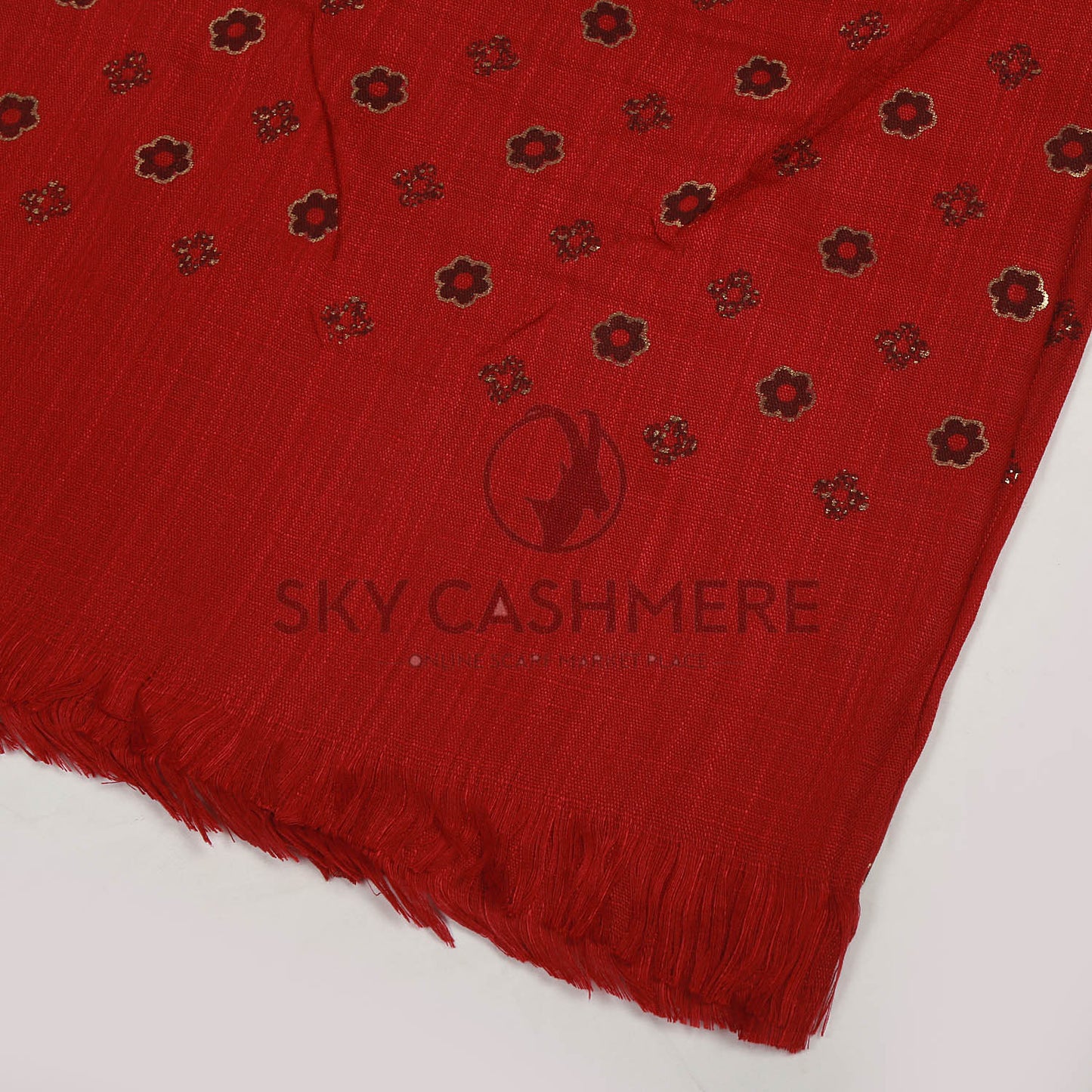 Turkish lawn scarf with blog print - Dark Red