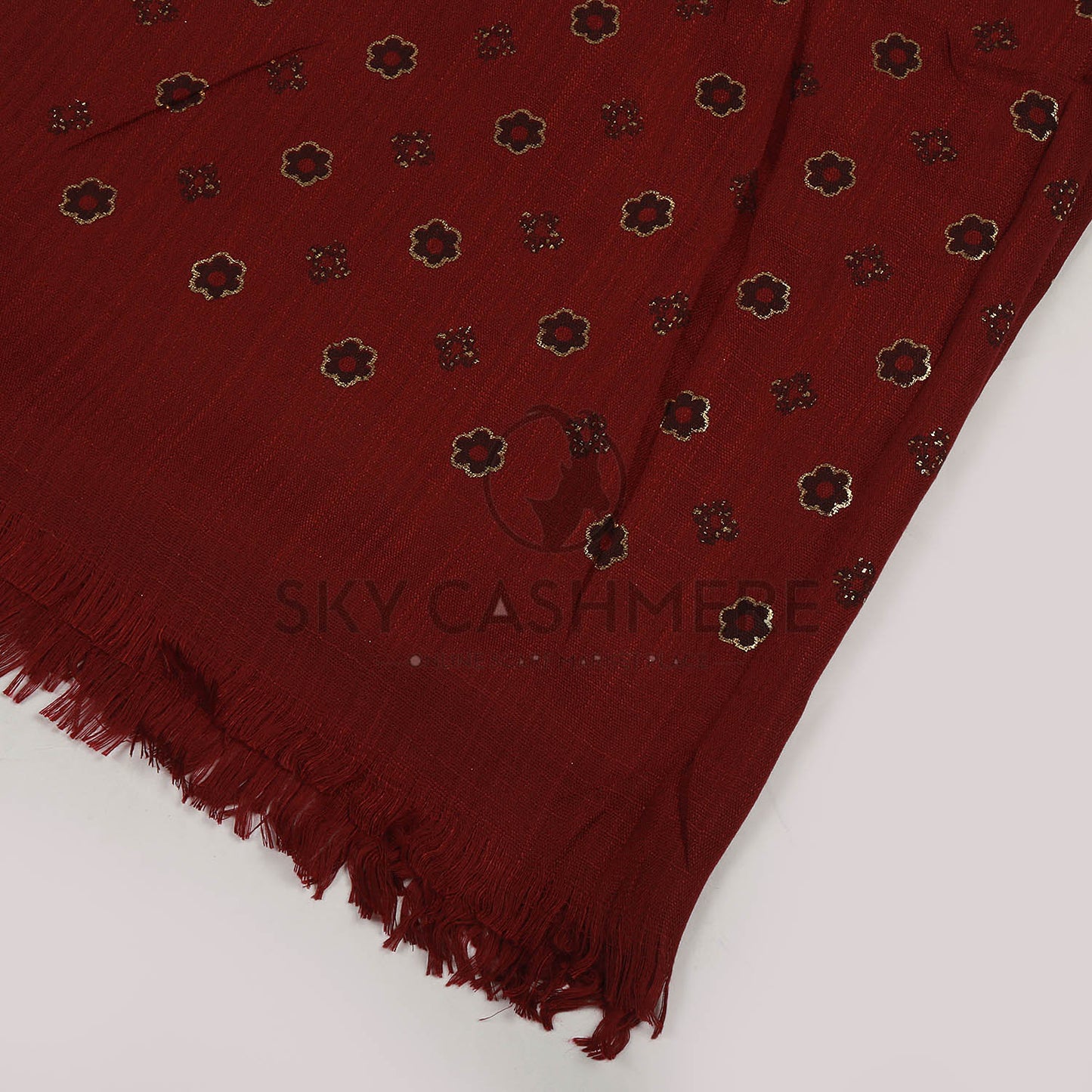 Turkish lawn scarf with blog print - Barn Red