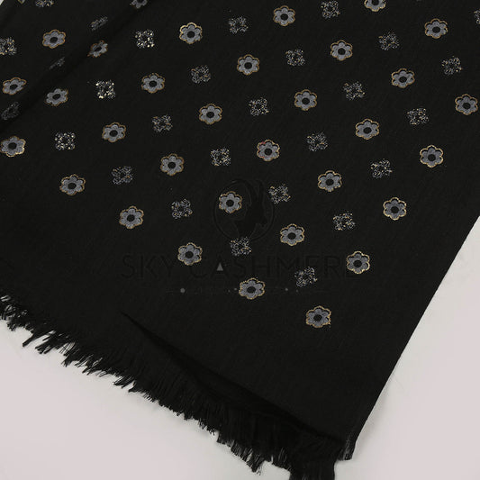 Turkish lawn scarf with blog print - Black