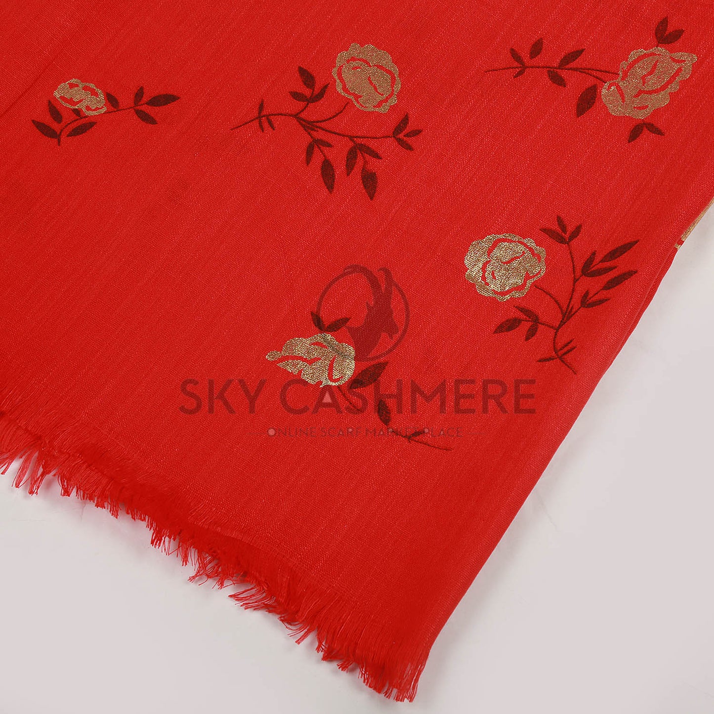 Turkish lawn scarf with blog print - Cinnabar