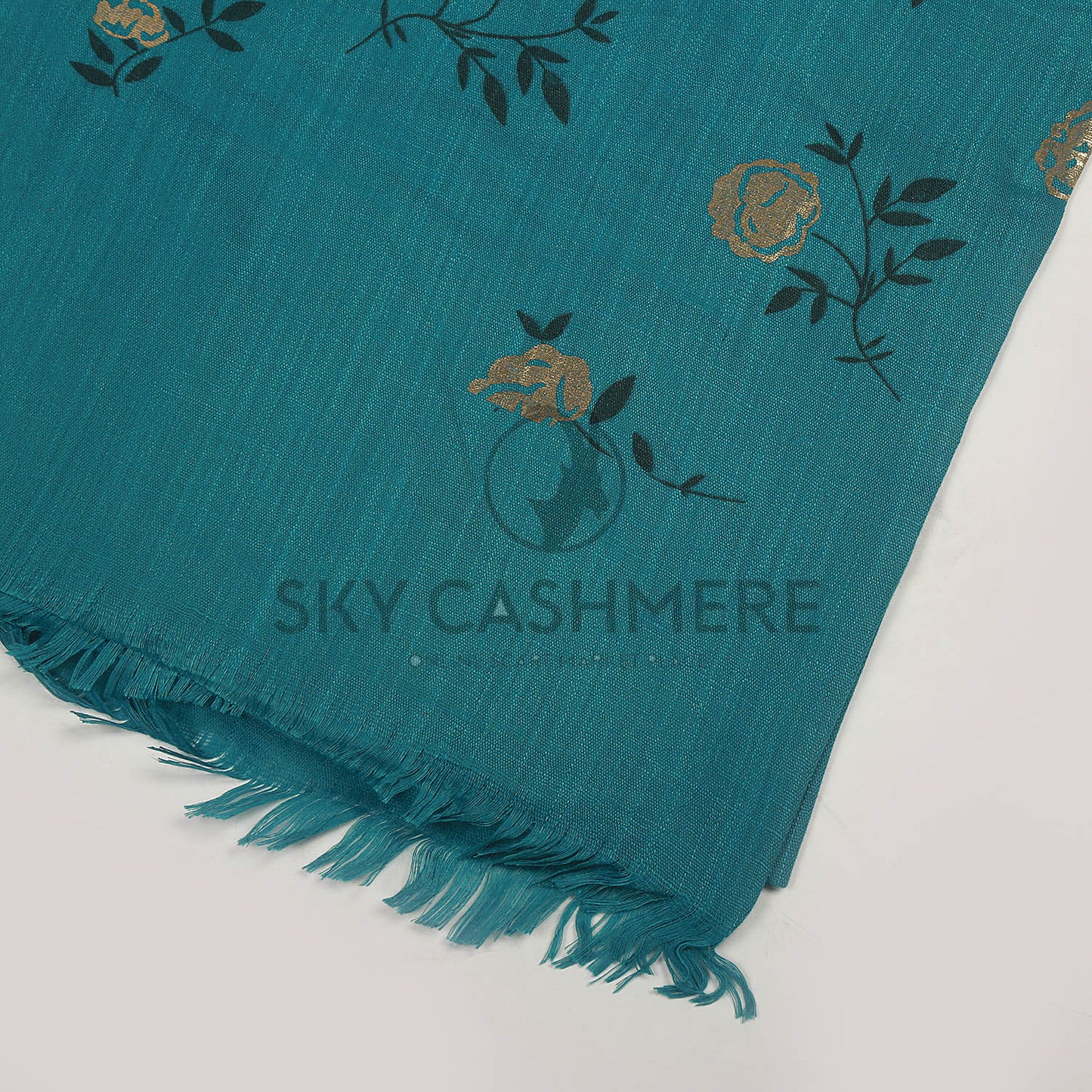 Turkish lawn scarf with blog print - Teal