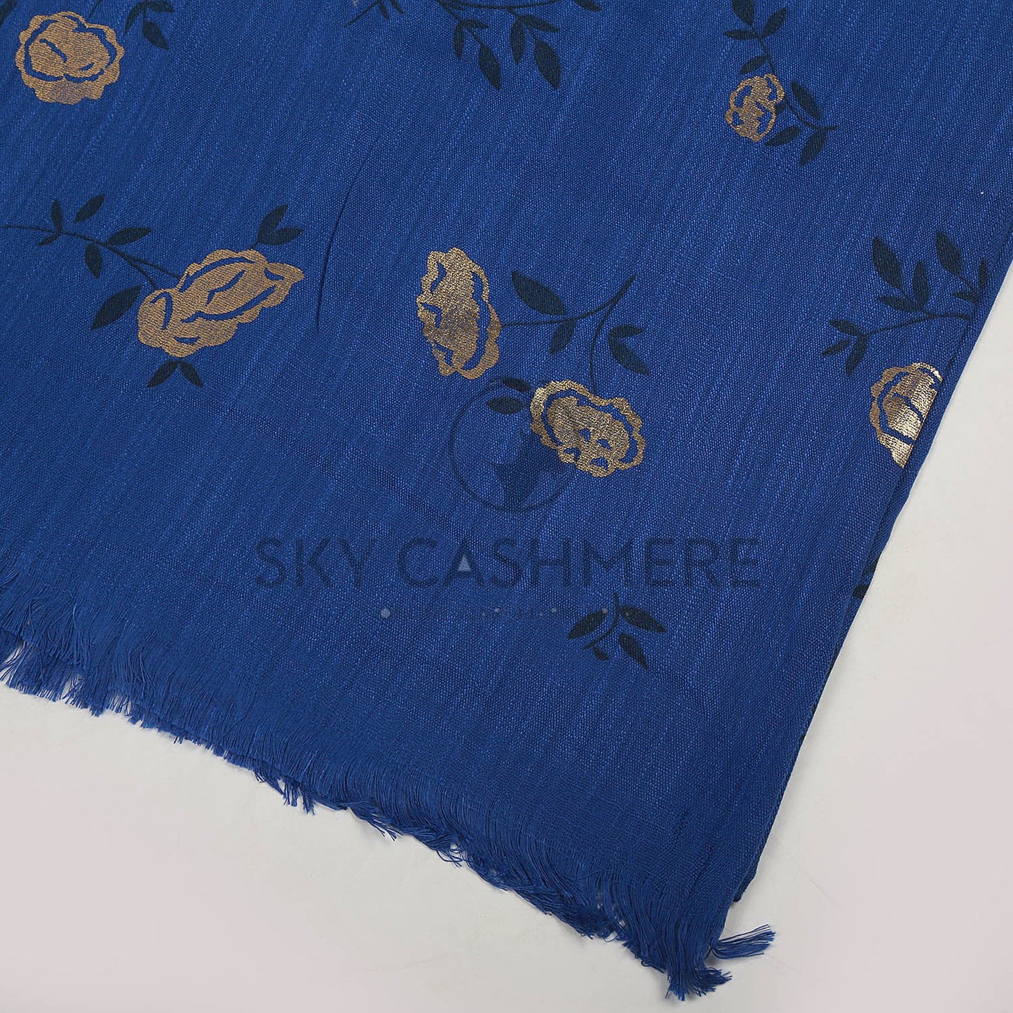 Turkish lawn scarf with blog print - Royal Blue