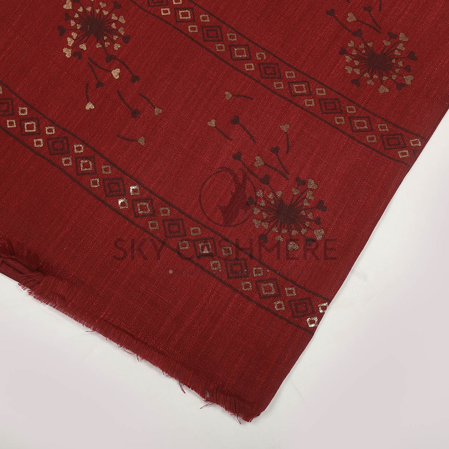 Turkish lawn scarf with blog print - Maroon
