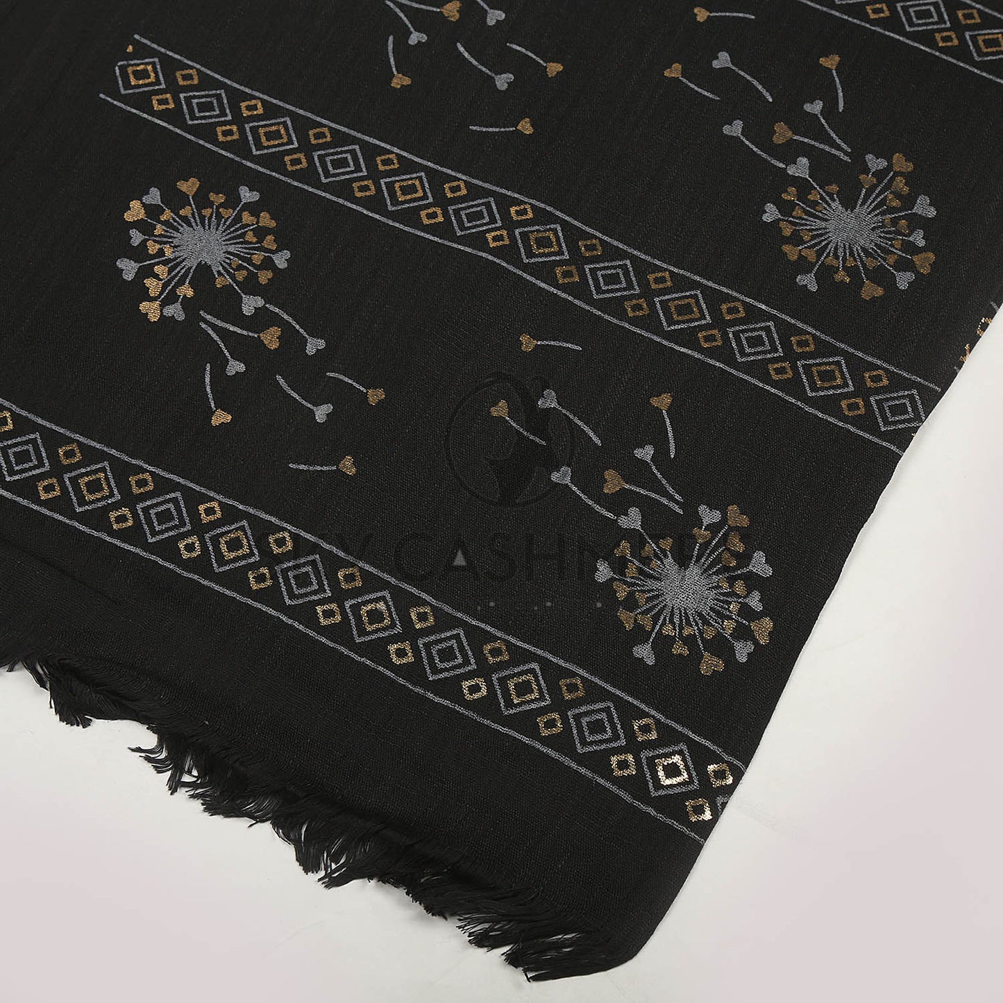 Turkish lawn scarf with blog print - Jet Black