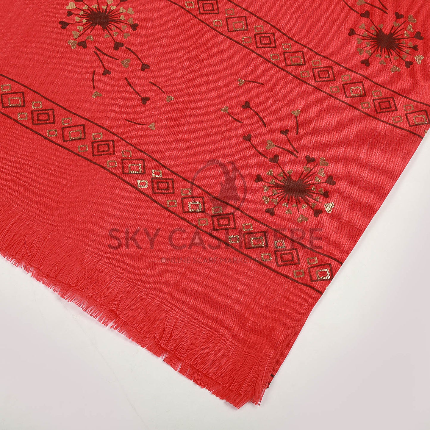 Turkish lawn scarf with blog print - Cinnabar