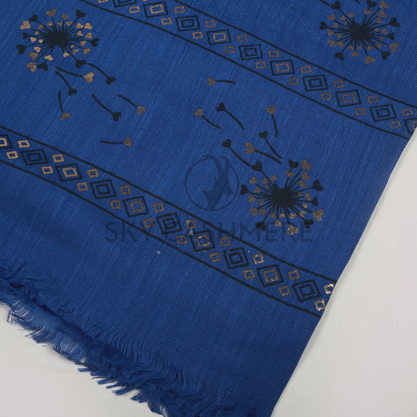 Turkish lawn scarf with blog print - Deep Cerulean