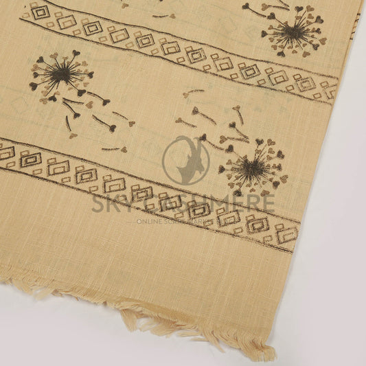 Turkish lawn scarf with blog print - Khaki