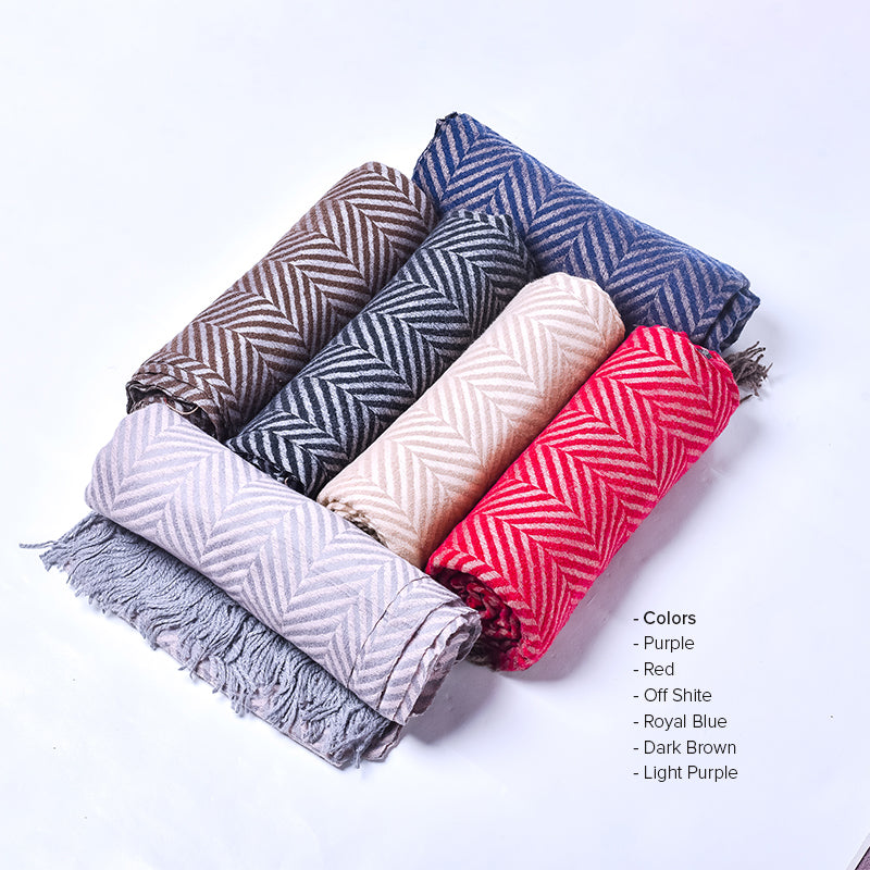 Woolen large Shawl With Colorful Strips