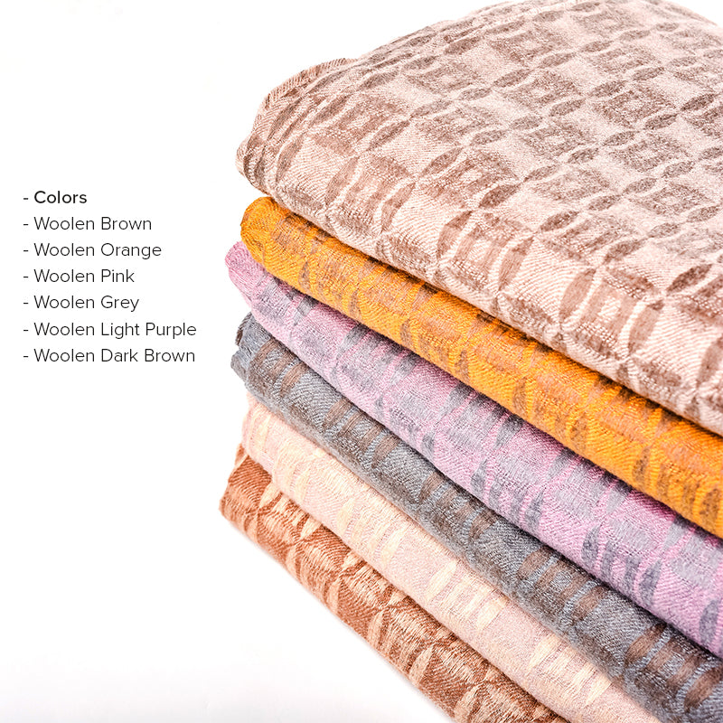 Woolen Printed Shawl withs Woolen Strips